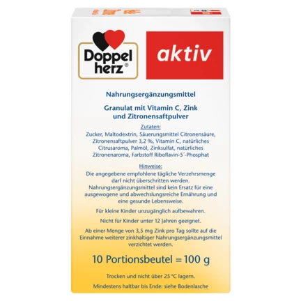 Abbildung der Produktverpackung Doppelherz aktiv Heiße Zitrone Seitenansicht rechts
